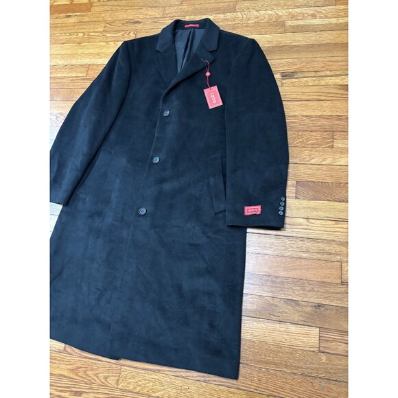 IZOD Mens Dress Trench Coat Sz 44R Black Wool Prospect Overcoat Topcoat NWT $300 - Picture 2 of 8